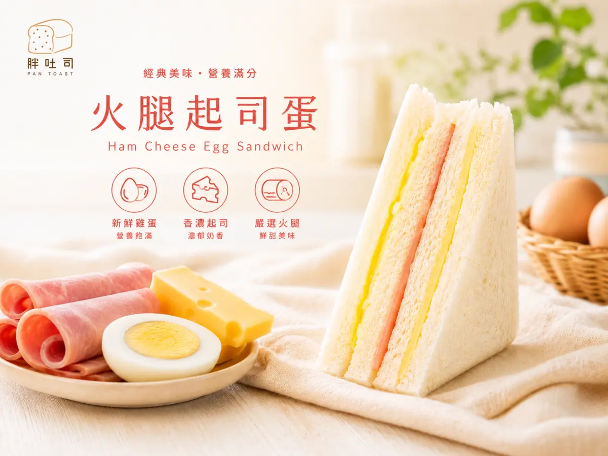 胖吐司火腿起司蛋三明治